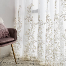 White Elegant Hollow Embroidery Tulle Lace Sheer Curtain